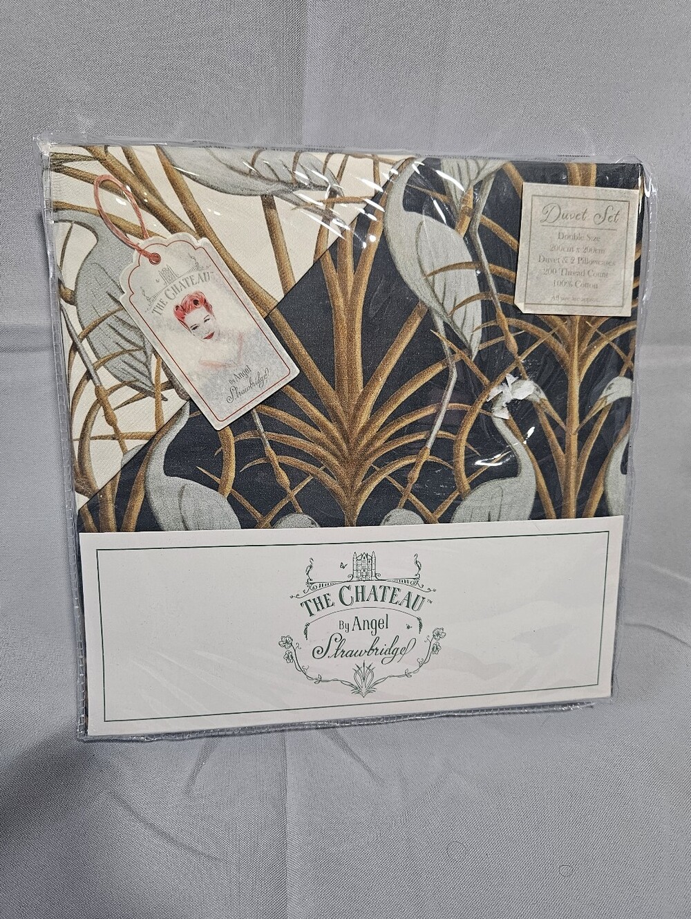 The Chateau Nouveau Heron Duvet Cover Art Deco Cotton Double Bed Reversible Set